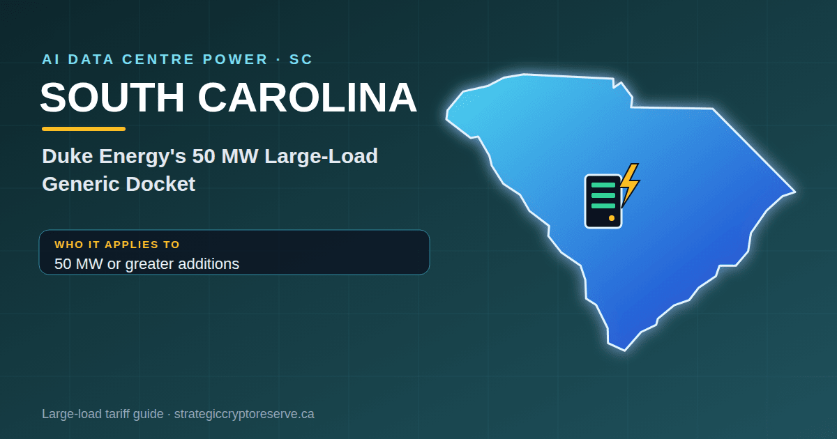 South Carolina AI data center power map: Duke Energy's 50 MW Large-Load Generic Docket large-load tariff