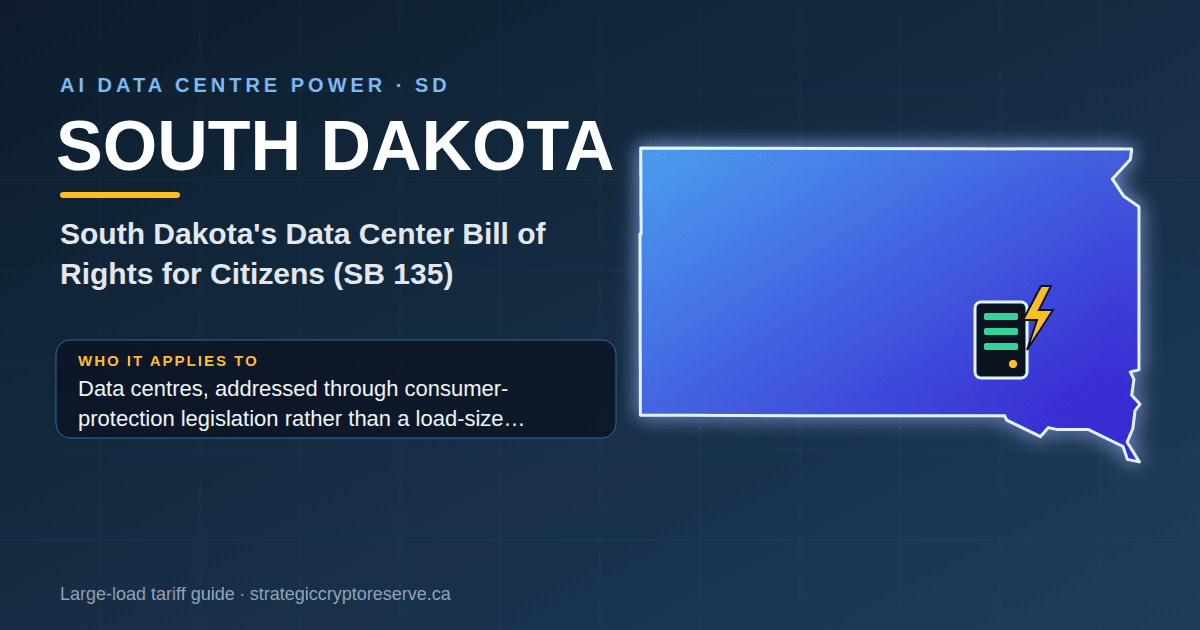 South Dakota AI data center power map: South Dakota's Data Center Bill of Rights for Citizens (SB 135) large-load tariff