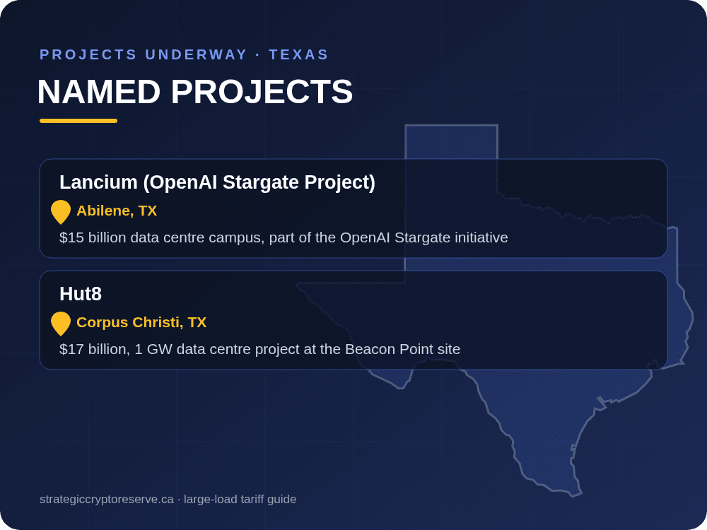 Named data center projects underway in Texas
