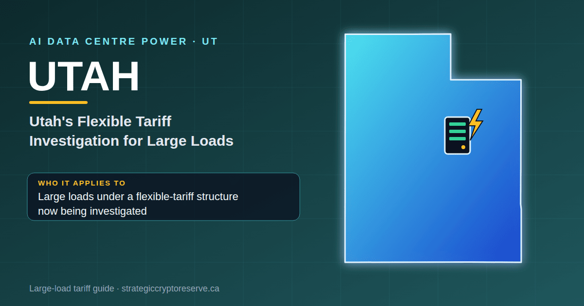 Utah AI data center power map: Utah's Flexible Tariff Investigation for Large Loads large-load tariff