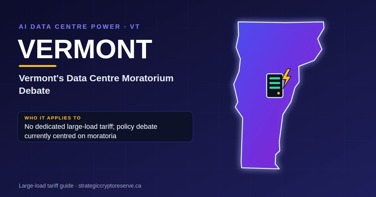 Vermont AI data center power map: Vermont's Data Center Moratorium Debate large-load tariff