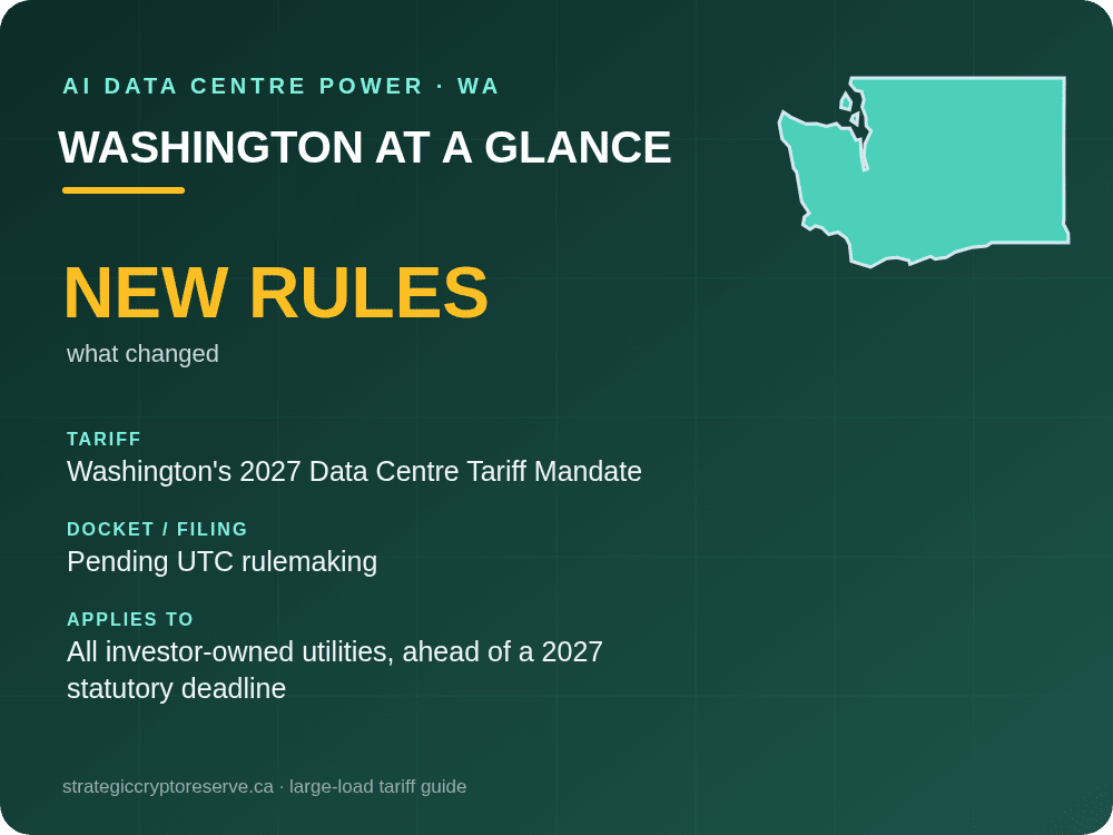 Washington at a glance: large-load tariff threshold, docket and who it applies to
