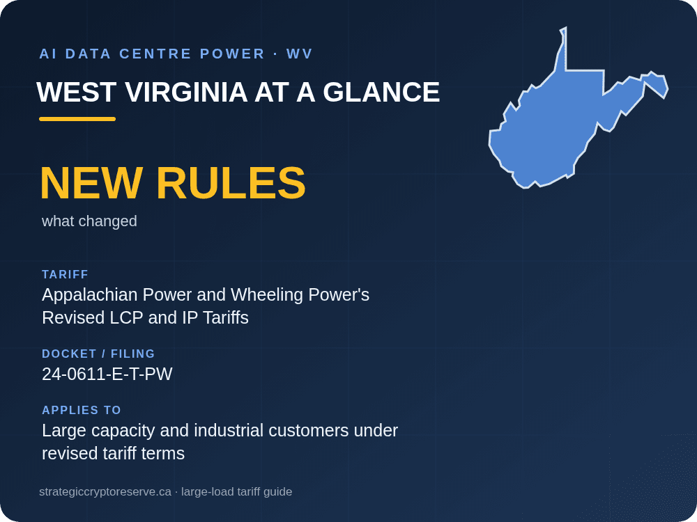 West Virginia at a glance: large-load tariff threshold, docket and who it applies to