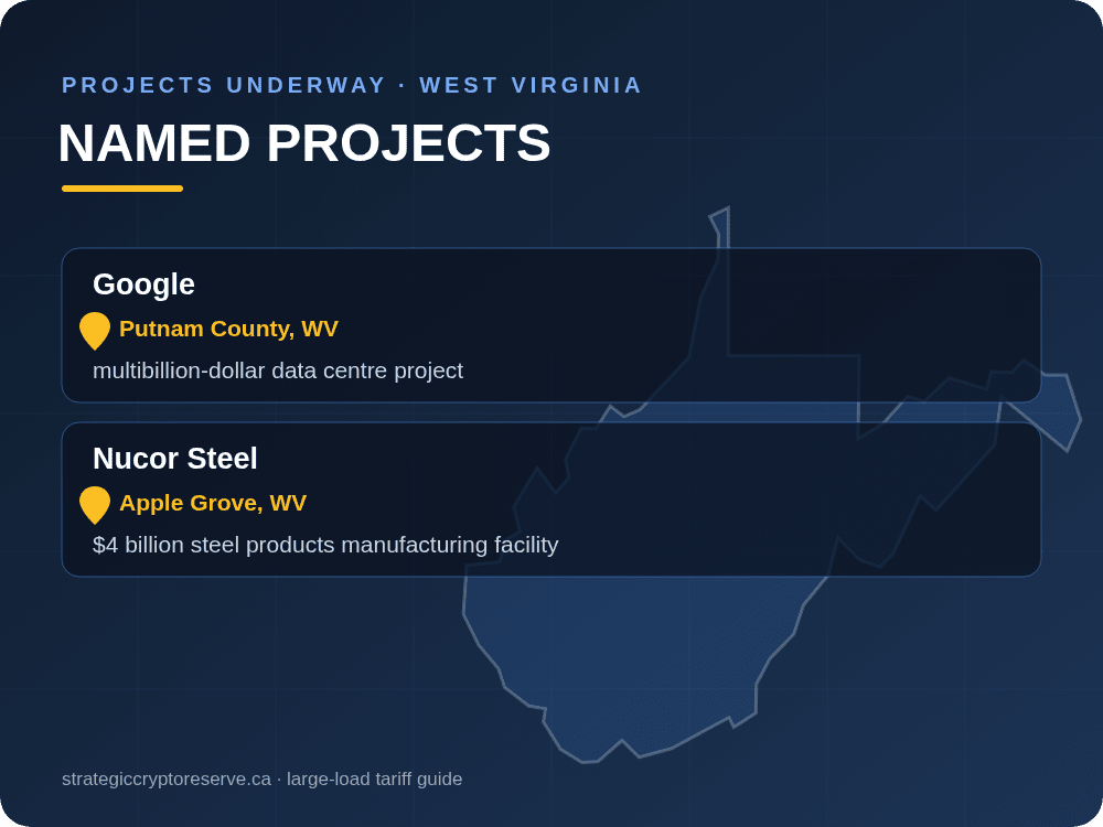 Named data center projects underway in West Virginia