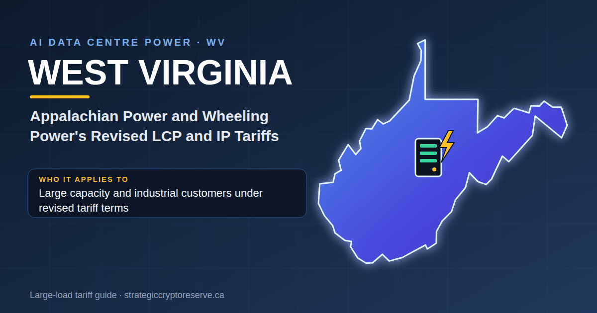 West Virginia AI data center power map: Appalachian Power and Wheeling Power's Revised LCP and IP Tariffs large-load tariff