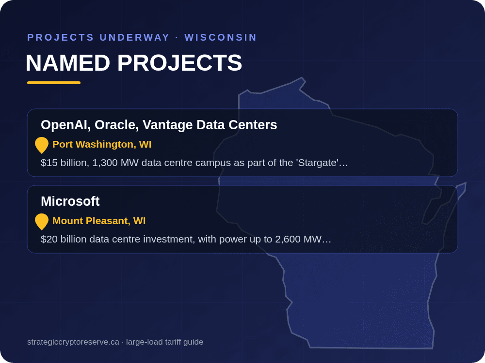 Named data center projects underway in Wisconsin