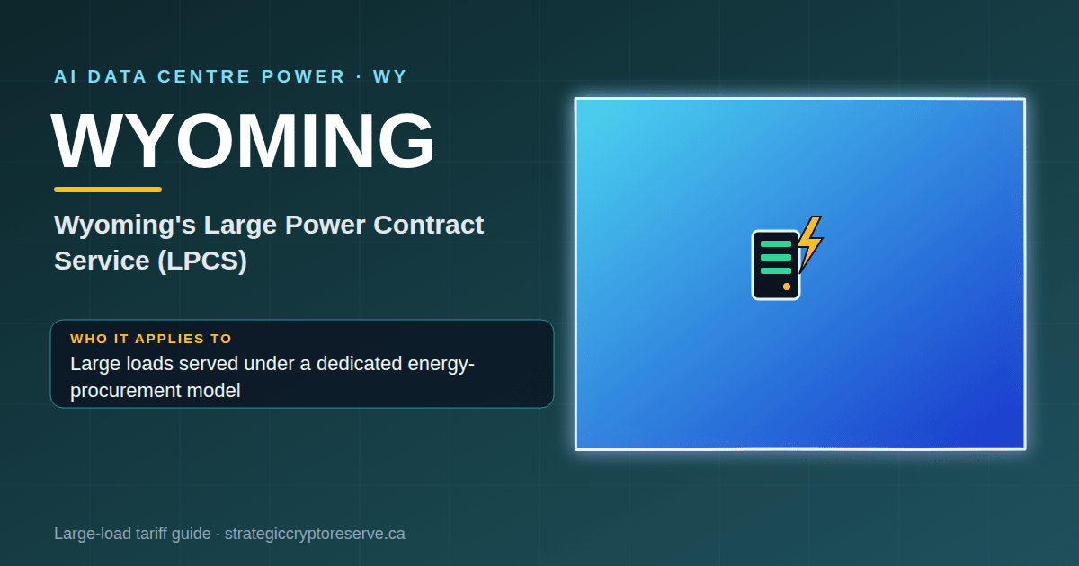Wyoming AI data center power map: Wyoming's Large Power Contract Service (LPCS) large-load tariff