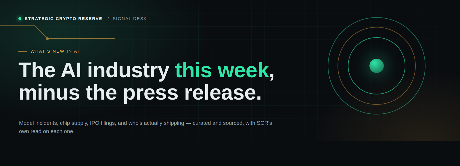 What's New in AI — Strategic Crypto Reserve signal desk