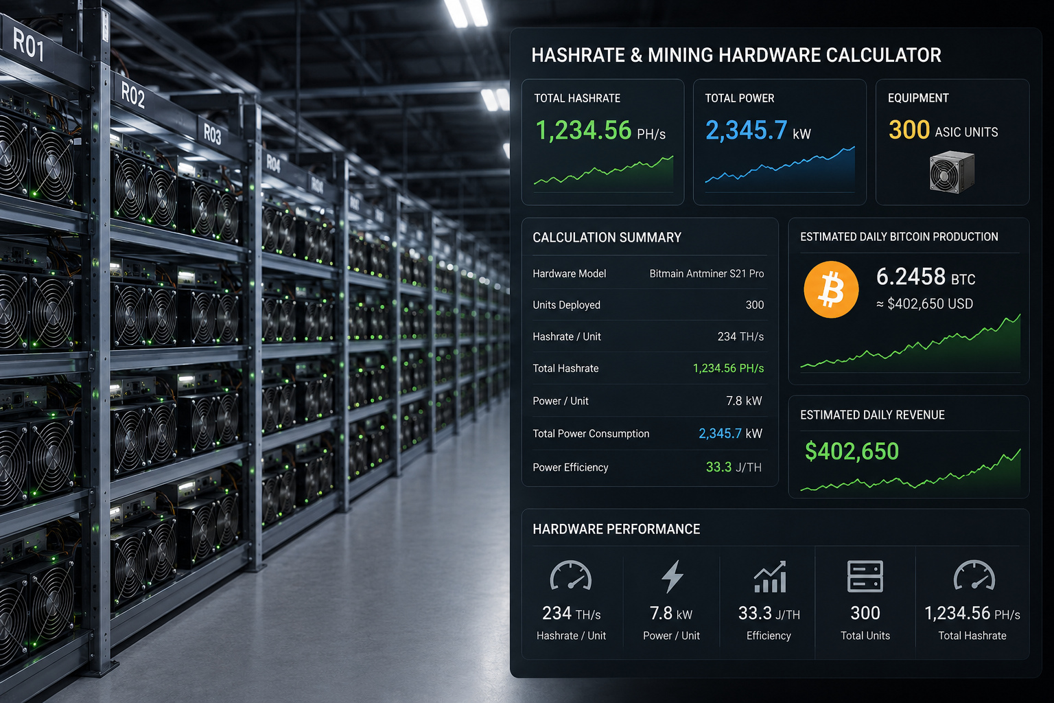 Crypto Data Center Calculator — BC infrastructure sizing and cost estimator tool from Strategic Crypto Reserve