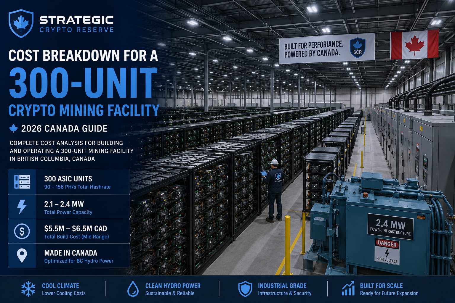 300-unit crypto mining facility cost breakdown — Strategic Crypto Reserve infrastructure guide illustration